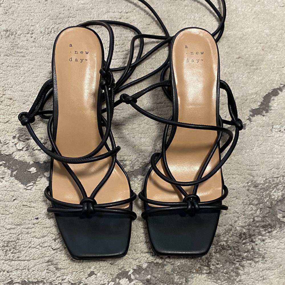 Black strappy heels